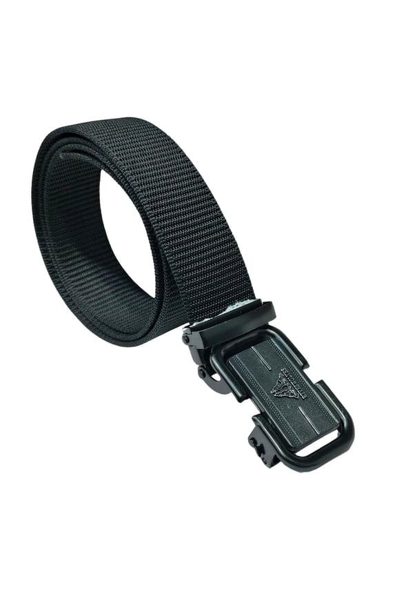 Black Nylon Everyday Belt with Quick-Release Metal Lock | Strong, Flexible and Adjustable Strap for Comfortable Wearing.