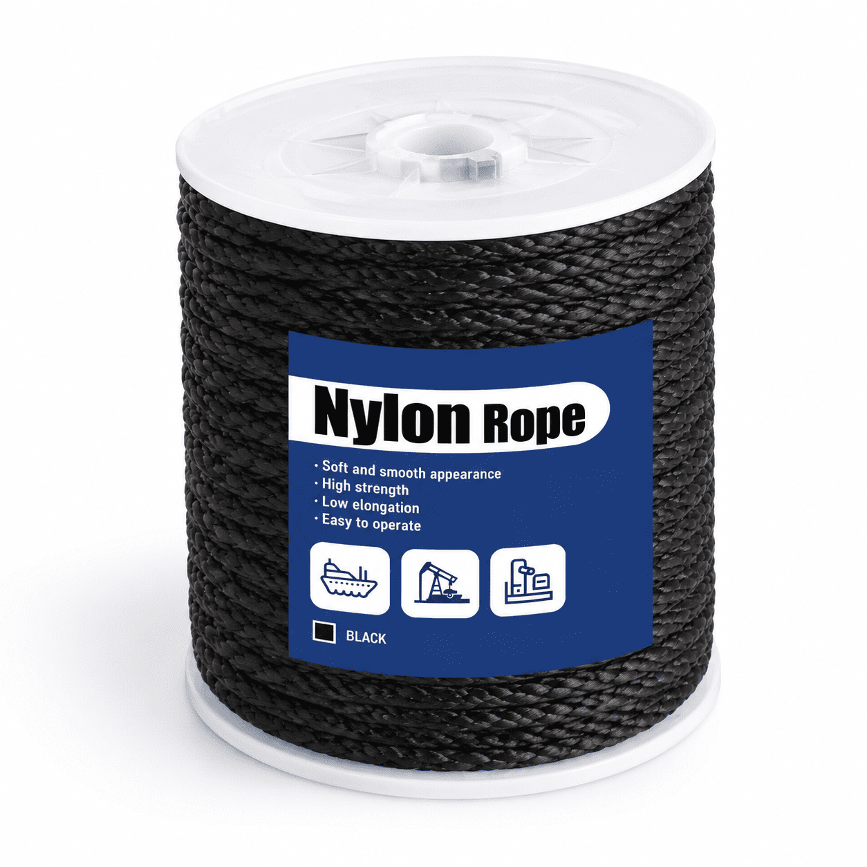 Nhylon Rope Black Nylon Rope 1/2inch 100ft Multipurpose Solid Braided - Walmart.com