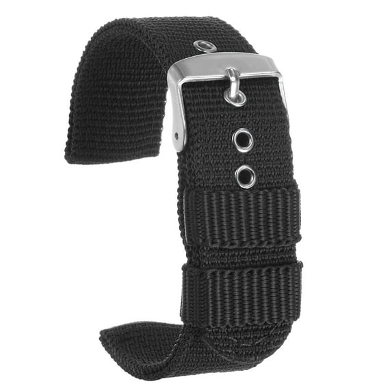 Uxcell Black Nylon Watch Band 20mm Width Soft and Comfortable Nylon Strap with Silver Buckle