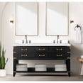 thumbnail image 1 of Black Oak Double Bath Vanity 60" W X 22" D With Intriguing Cultured Marble Top And Faucet - Spacious Storage Soft Close Feature 60"x22" Enticing 4 Drawers Open Shelf For Practical, 1 of 5