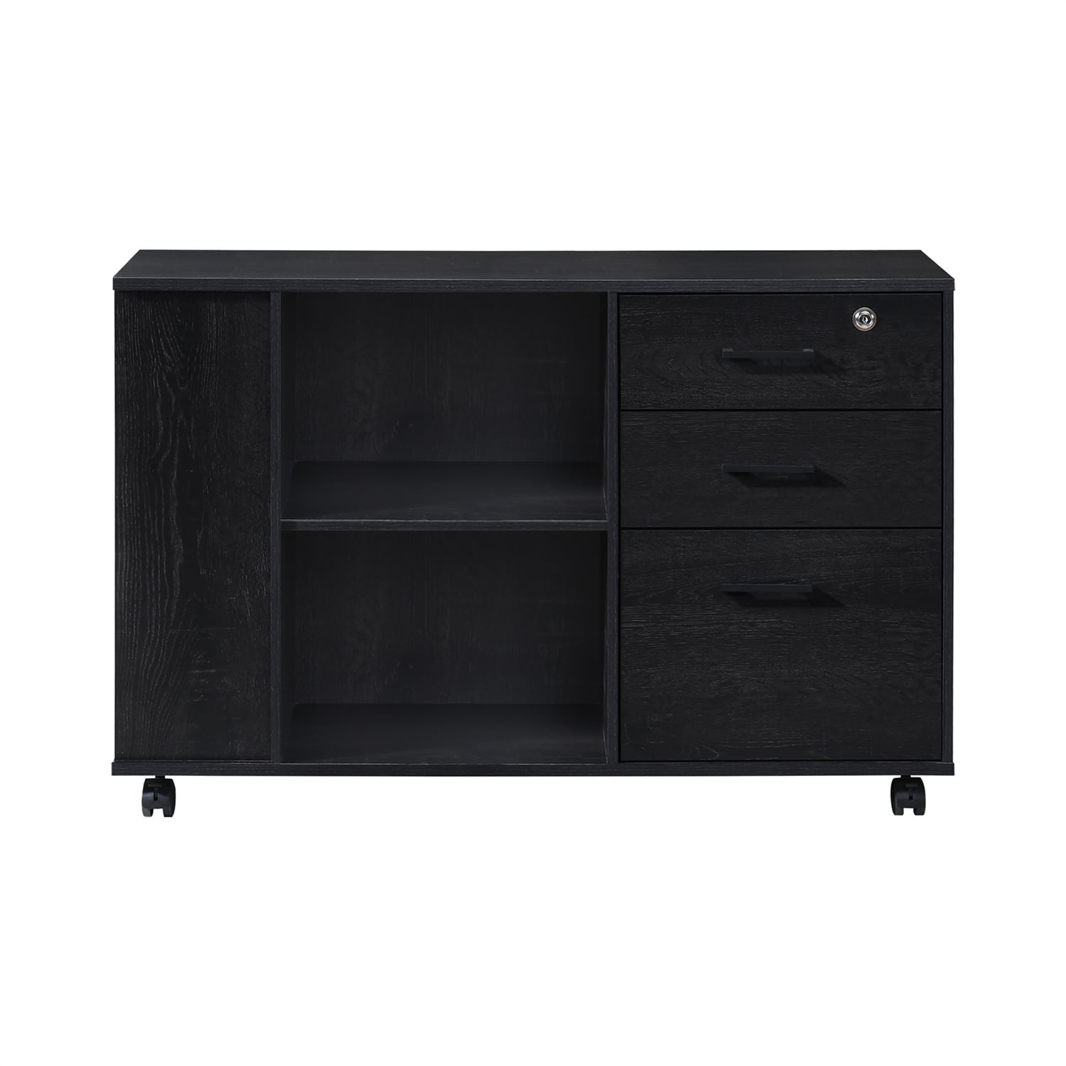 Black Oak Mobile 3-Drawer Lockable File Cabinet