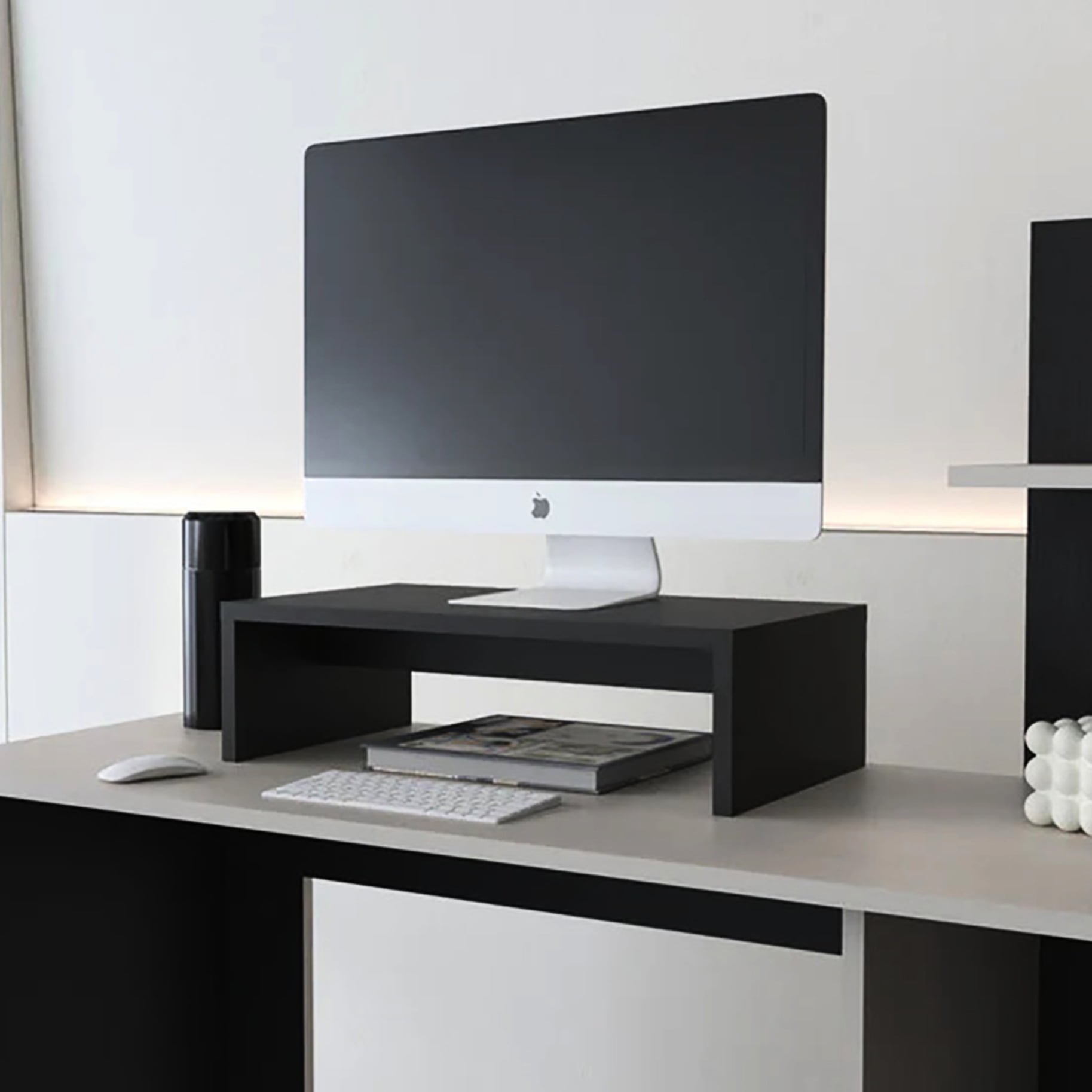 Computer Screen Work Material Black Oak Monitor Stand. Made From Tough Materials. Improves Placement ...
