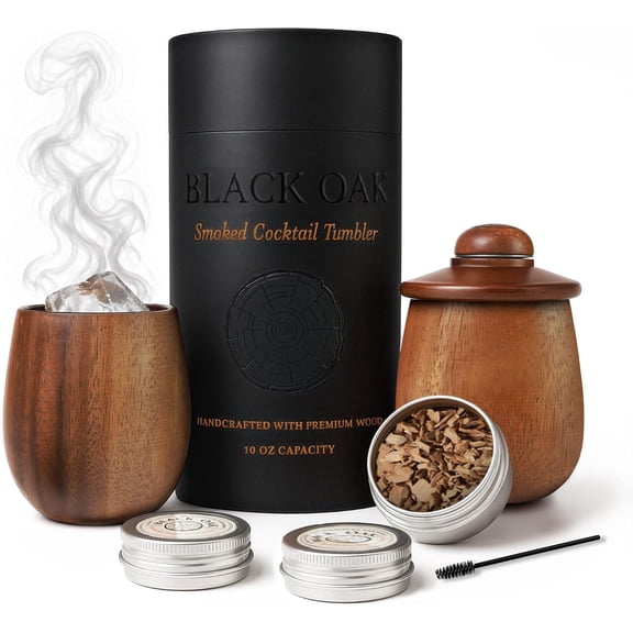 Smoked Cocktail Kit with 2 Charred Wooden Whiskey Cup & Wood Chips | Transforms every pour into a premium bourbon ritual with rich aroma, authentic smoked flavor, and memorable gifts.