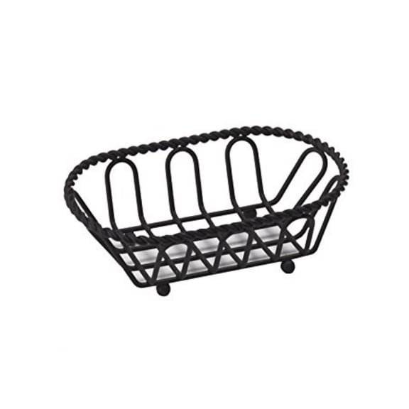 Black Oblong Braided Rim Metal Wire Basket Iron Powder Coated Wire Baskets Collection, Oval shape