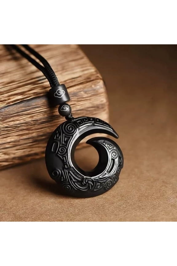 Black Obsidian Auspiciou Amulet Necklace,Luckcy Bird Jade Talisman Necklace