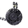 thumbnail image 1 of Black Obsidian Carving Wolf Yin Yang Dragon And Phoenix Necklace Lucky Pendant D6Z1, 1 of 9