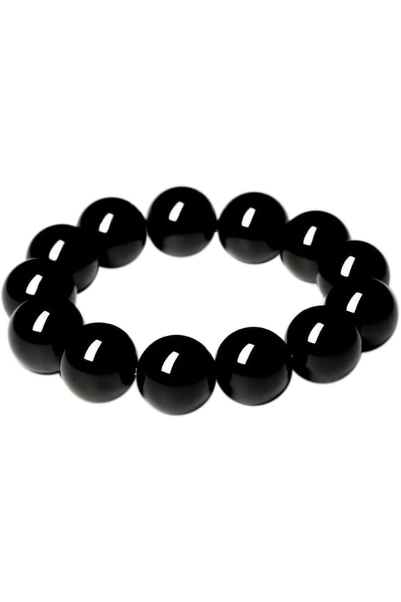 Black Obsidian Chakra Bracelet,Raw Iceland Obsidian Bangle Bracelet for Men,Black