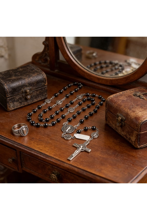 Home Black Obsidian Cross Pendant Necklace 21 Inch Natural Stone Beads Catholic Christian Jewelry for Men Women Easter Gift