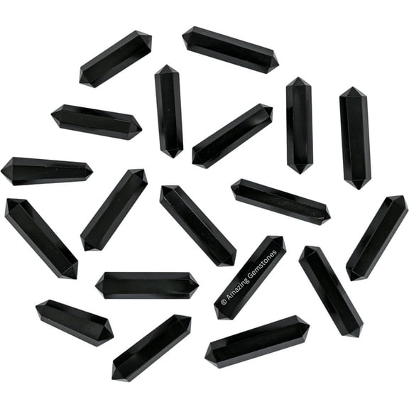 Black Obsidian Crystal Points Bulk 3 Pcs, Hexagonal Healing Point Double Terminated