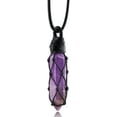 thumbnail image 1 of Black Obsidian Healing Crystal Points Necklace Adjustable Rope Hexagonal Wrapped Braided Stone Pendant Necklace Handmade Gemstone Jewelry for Men Women, 1 of 7