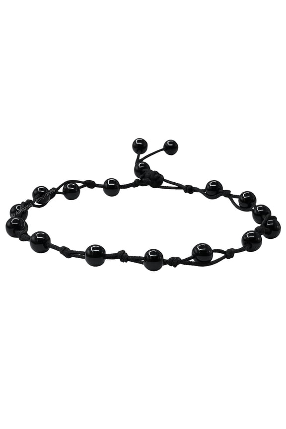 Black Obsidian (Knotted) Crystal Anklet, 6mm Beads Anklet for Women