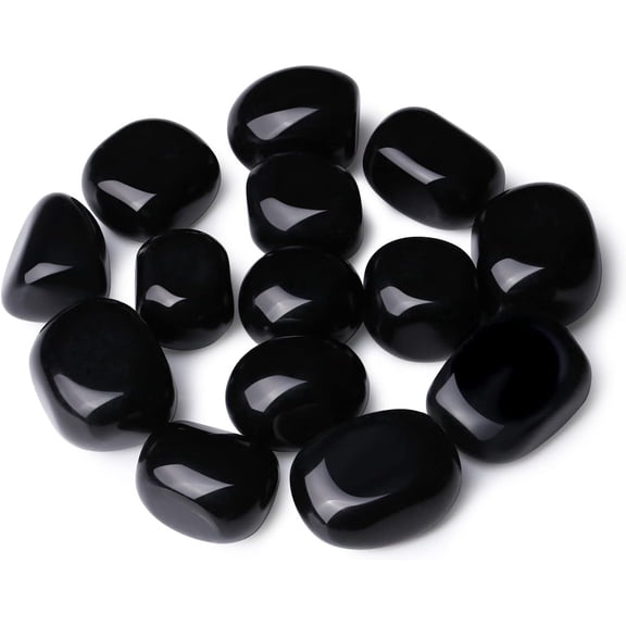 Black Obsidian Natural Healing Crystals Set - Polished Tumbled Crystal Stones Bulk Irregular Pebble Stones Rocks 0.45 lbs