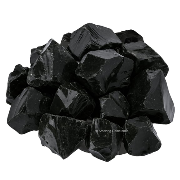 Black Obsidian Rough Stones Natural Raw Crystals for Tumbling (5 Pieces)