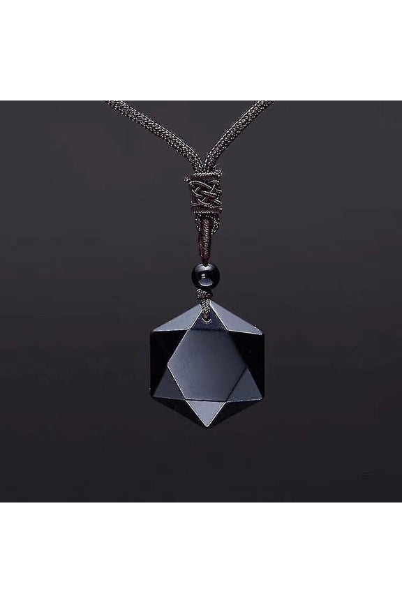 Black Obsidian Six Star Lucky Amulet Love Natural Stone Pendant Necklace Ladies Men Love Crystal Pendant Jewelry