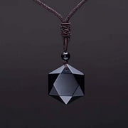 Black Obsidian Six Stars David Necklace For Women Men
