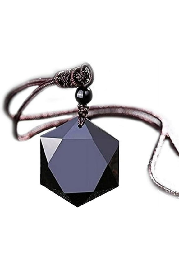 Black Obsidian Star of David,EMF Protection Talisamn Necklace for Men Women(Adjustable Cord)