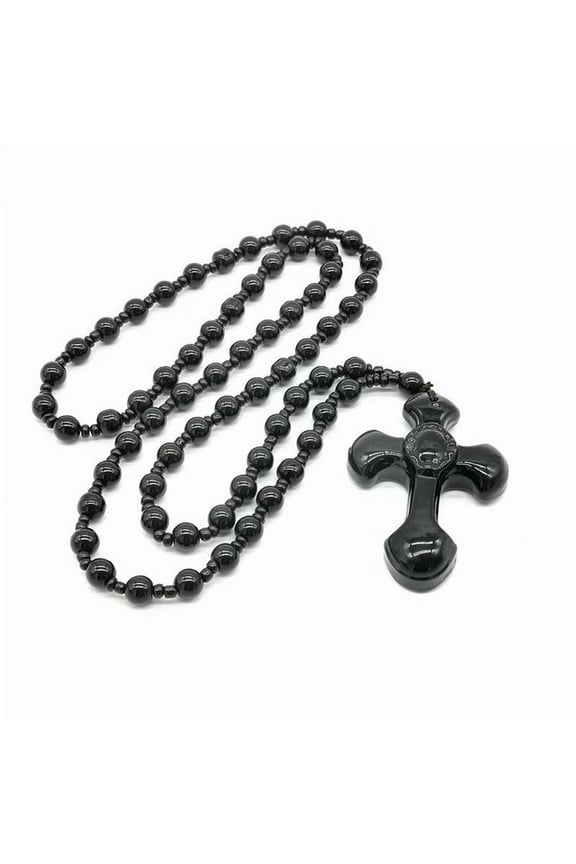 Black Obsidian Stone Cross Necklace Jewelry For Men Womens Pendants Amulet Gifts
