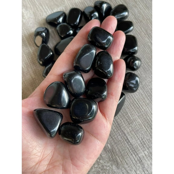 Black Obsidian Tumbled Stones, Polished Black Obsidian Stone, Black Obsidian Healing Crystals (Black Obsidian, 0.5 Pound)
