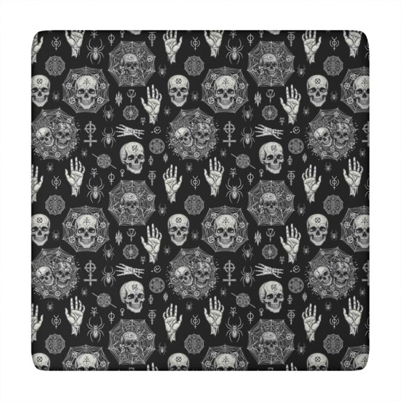 Black Occult Symbol Pattern Square Fitted Tablecloth with Elastic Edge,Square Table Cover,Washable Elastic Table Cover for Home Kitchen Party Decor 34"x34"