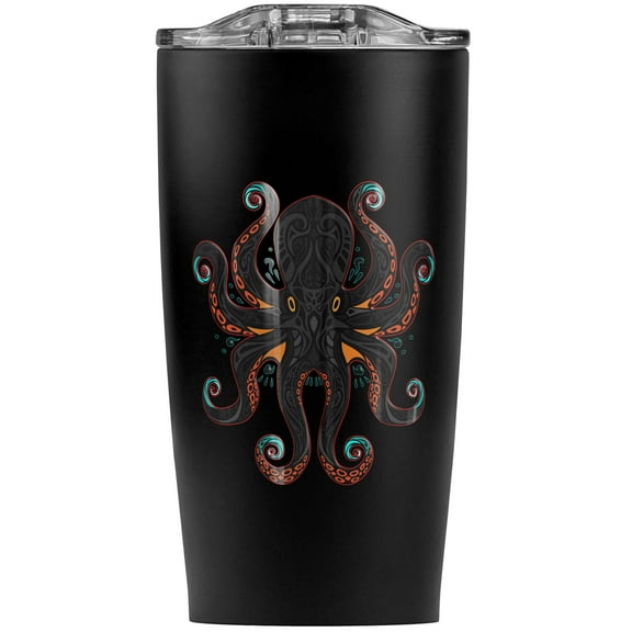 Black Octopus In The Abyss Stainless Steel 20 oz Travel Tumbler, Vacuum Insulated & Double Wall with Leakproof Sliding Lid | Great for Coffee/Hot Drinks and Cold Beverages