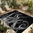 thumbnail image 1 of Black Octopus Coastal Outdoor Rug for Patio/Deck/Porch, Non-Slip Large Area Rug 3 x 5 Ft, Nautical Ocean Modern Abstract Art Indoor Outdoor Rugs Washable Area Rugs, Camping Rug Carpet Runner, 1 of 8