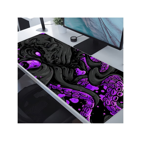 Black Octopus Mouse Pad Art Design Desk Pad Large Desk Accessories Rubber Base with Stitched Edge Non-Slip Keyboard Pad for Office Home Computer as Gifts for Men Women Friends