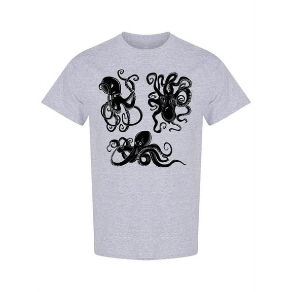 Black Octopus Set T-Shirt Men -Image by Shutterstock, Male 3X-Large