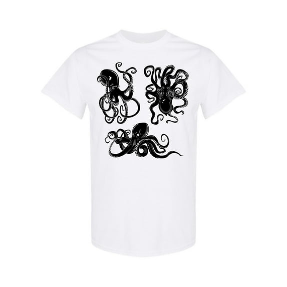 Black Octopus Set T-Shirt Men -Image by Shutterstock, Male Medium