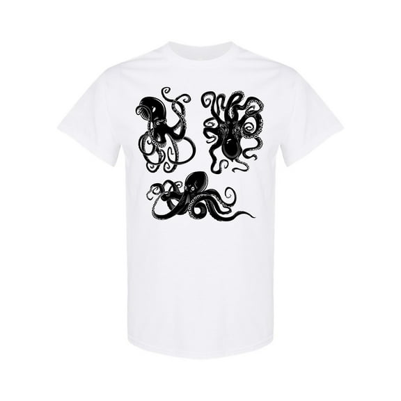 Black Octopus Set T-Shirt Men -Image by Shutterstock, Male x-Large