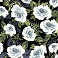 thumbnail image 1 of Black Off White Medium Flowers Floral Pattern Printed Rayon Crepon Fabric, DIY Projects by the Yard - PRINT FABRIC, 1 of 2