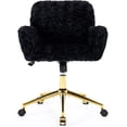 thumbnail image 1 of Black Office Chair Faux Fur Vanity Chair, Comfortable Home Office Desk Chairs with Wheels and Arms, Swivel Wide Office Chair Makeup Chair Height Adjustable for Office, Study, Bedroom, Black, 1 of 7
