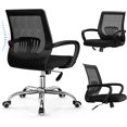 Black Office Desk Chairs with Lumbar Support, armrests Black Mesh