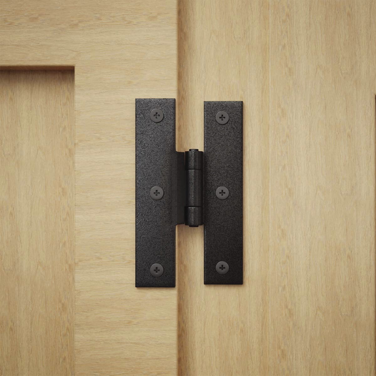 Black Wrought Iron 3.5" Offset H Cabinet Hinges Pack of 10