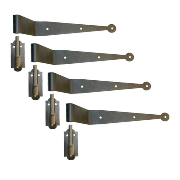 Black Offset Strap Lift Off Pintle Hinge 11" x 2 5/8" Wrought Iron Pin Hinges forShutters, Exterior Window Doors or Gates Offsets w/Hardware Pack of 4 Renovators Supply