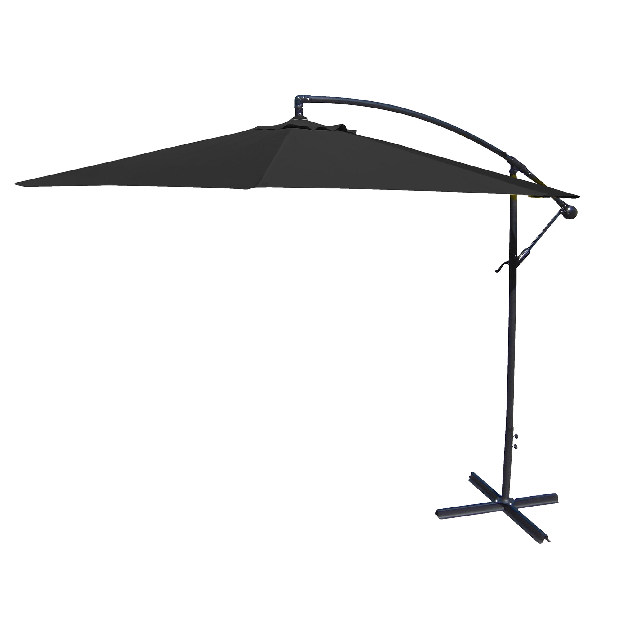 Jordan Manufacturing 8' Black Solid Octagon Folding Offset Cantilever Patio Umbrella with Crank Opening