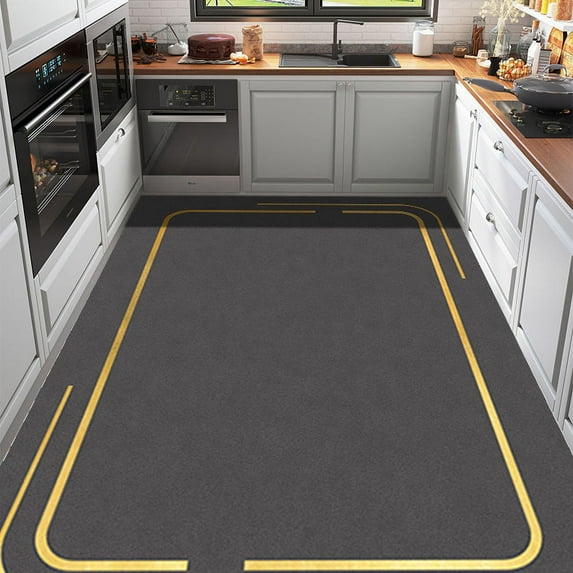 Black Oil-proof Carpets Kitchen PVC Carpet Non-slip Entrance Door Mat Balcony Cuttable Leather Large