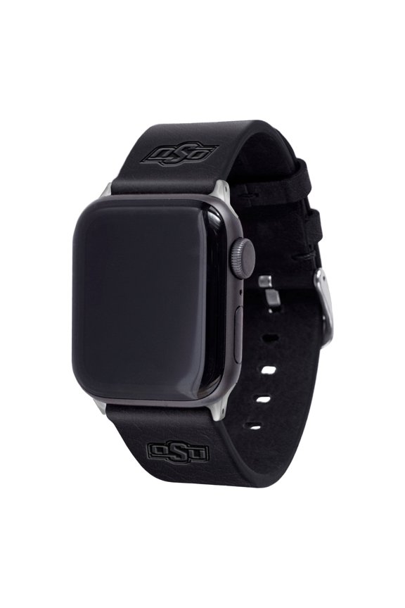Black Oklahoma State Cowboys Leather Apple Watch Band
