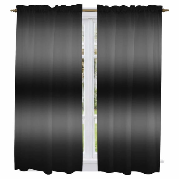 Black Ombre Kitchen Curtains 63 Inch Length, Farmhouse Black Gradient Color Aesthetic Tiers Curtains for Living Room Berdoom Bathroom, Light Filtering Drapes Window Treatment 2 Panels 42"Wx63"L