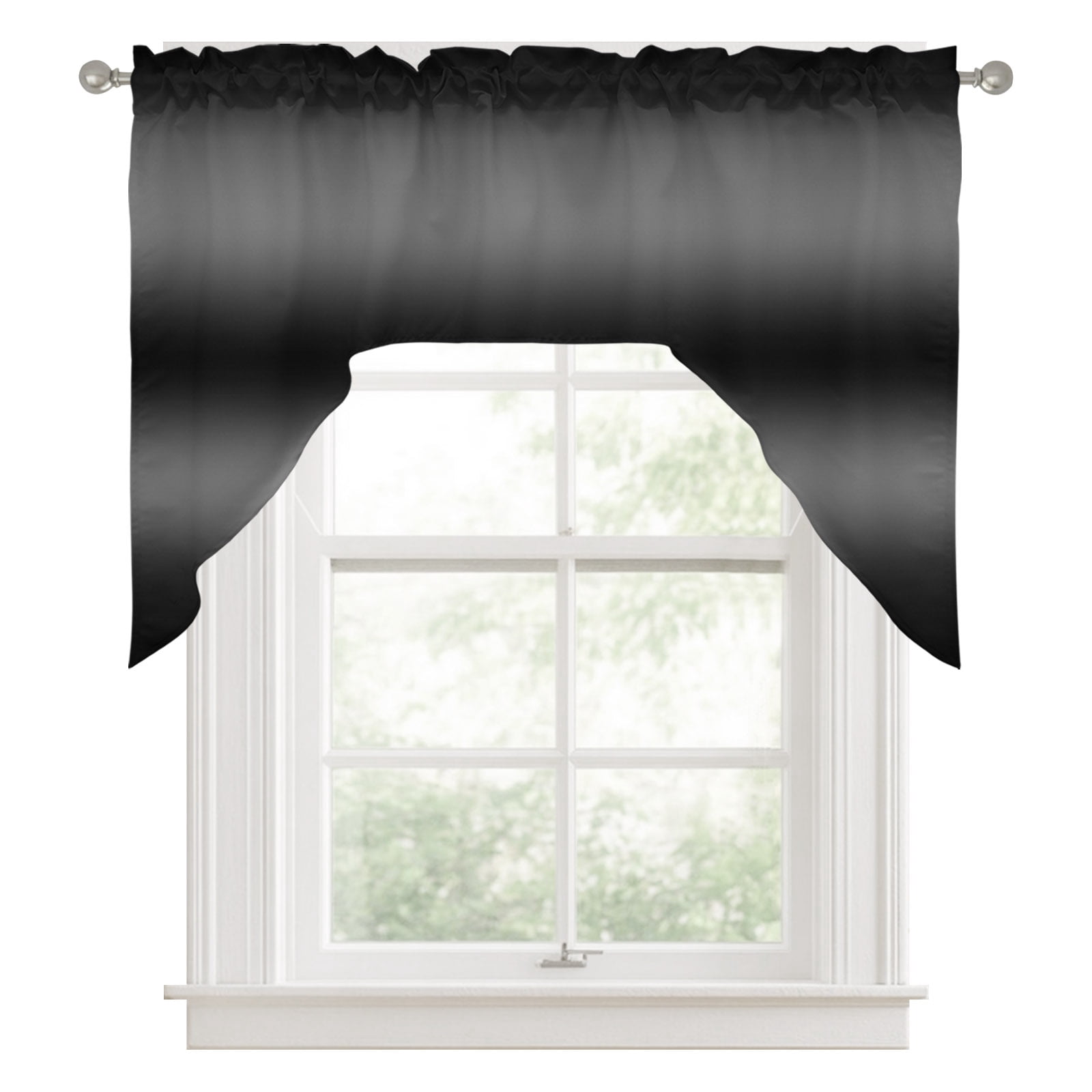 Black Ombre Kitchen Curtains Swag Valance for Windows/Bathroom/Cafe ...