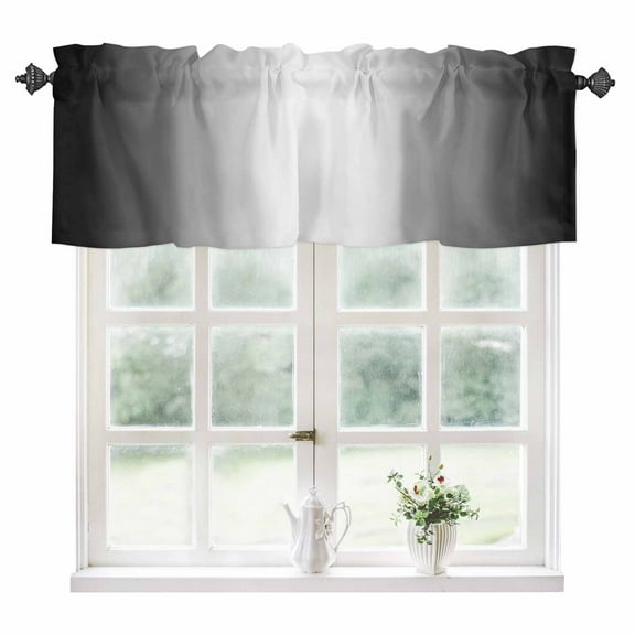 Black Ombre Kitchen Valances for Windows 42x12 Inch Kitchen Curtains Valances Rod Pocket Black Grey White Gradient Modern Abstract Art Bathroom Window Valances for Window Treatment Decor