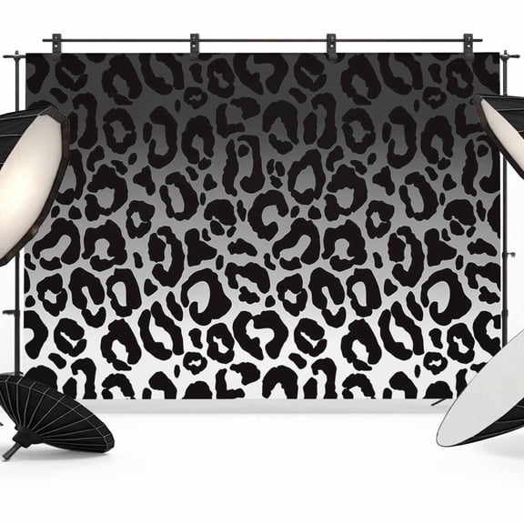 Black Ombre Leopard Backdrop for Photography,Fabric Photo Background Backdrop,Modern Abstract Art Aesthetics Photo Booth Background for Portrait Photoshoot Video Wedding Decoration Banner 8x6ft