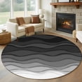 thumbnail image 1 of Black Ombre Stripes Round Area Rug 6 FT, Non Slip Bedroom Rugs, Modern Abstract Sea Waves Spray Art Washable Soft Circular Carpet Non-Shedding Floor Mat for Kitchen Dining Room Home Office Kids Room, 1 of 8