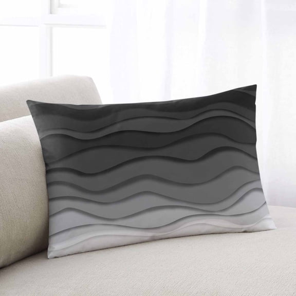 Black Ombre Stripes Throw Pillow Covers, Modern Abstract Sea Waves Spray Art Soft Breathable Pillow Cases with Zipper for Sleeping, Standard Pillowcases for Couch Bed Sofa Chair 20x26 Inches