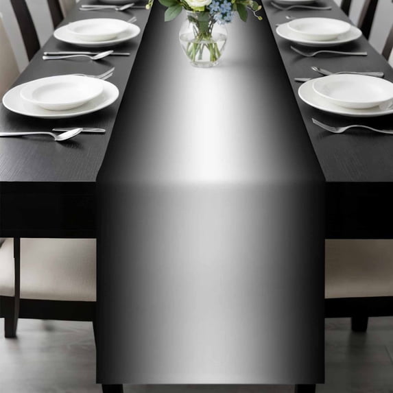 Black Ombre Table Runner 60 Inches Long, Black Grey White Gradient Modern Abstract Art Kitchen Coffee Dining Table Decoration for Home Party Birthday Wedding Home Decor 13x60 Inches