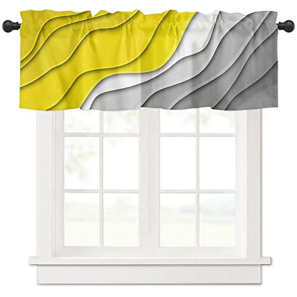 Black Ombre Valance Curtain for Kithchen Windows Black White Grey