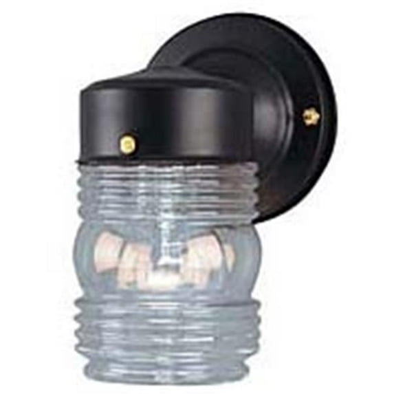 Black One Light Exterior Jelly Jar Light - Black