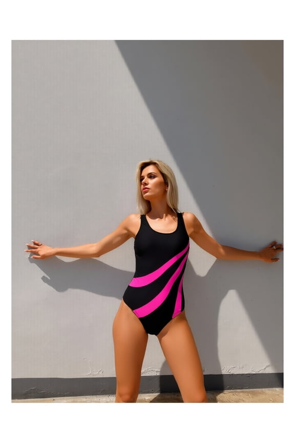 Black One-Piece Swimsuit Women - Backless Slim Fit Minimalist Bathing Suit Flattering Casual Resort Beachwear Sexy High-Cut Design