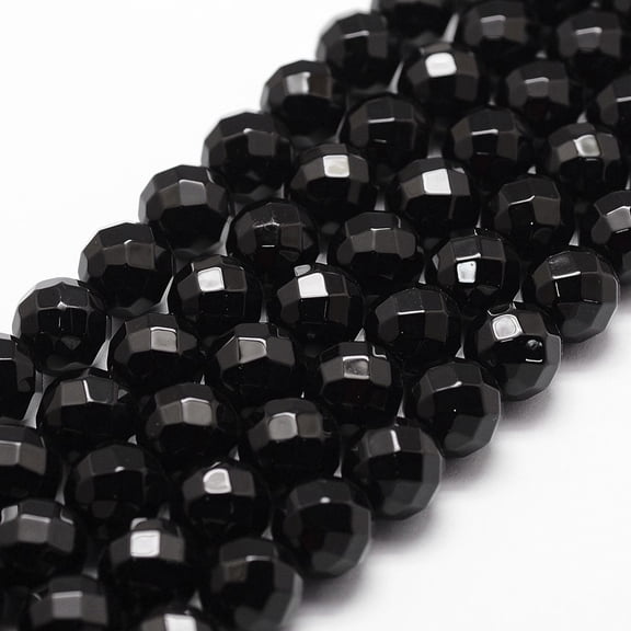 Black Onyx 1 strand Natural Black Onyx Beads Strands Grade A Faceted Round 10mm Hole: 1mm 37pcs/strand 14.9 inch~15.1 inch