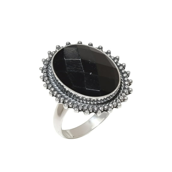 Black Onyx 925 Sterling Silver Ring, 18X13 mm Oval Gemstone Ring, Black Ring, Christmas Gift, Unique Jewelry Ring, Adjustable Ring V6555R2177887.5