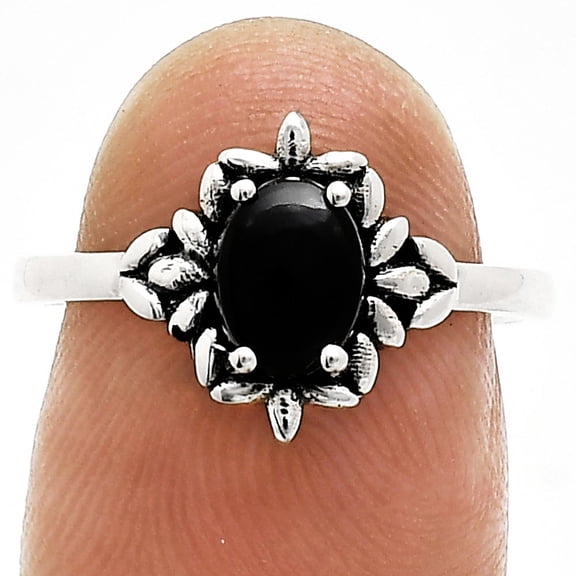 Black Onyx 925 Sterling Silver Ring s.6 Jewelry R-1721 AGR1013_E_6